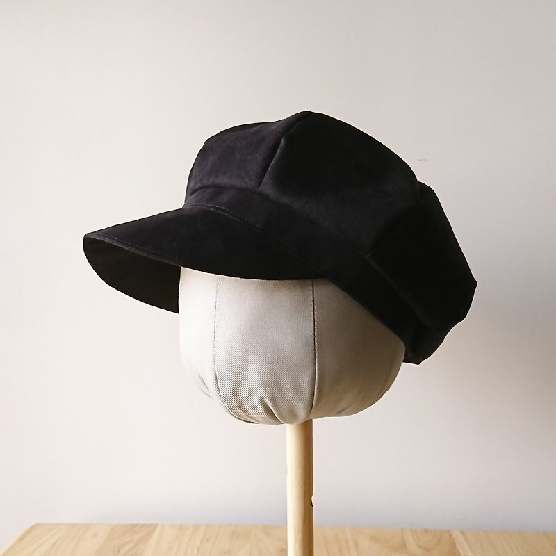 糸文 麂皮报童帽-黑曜石 头围60cm - 帽子 - 其他人造纤维 黑色