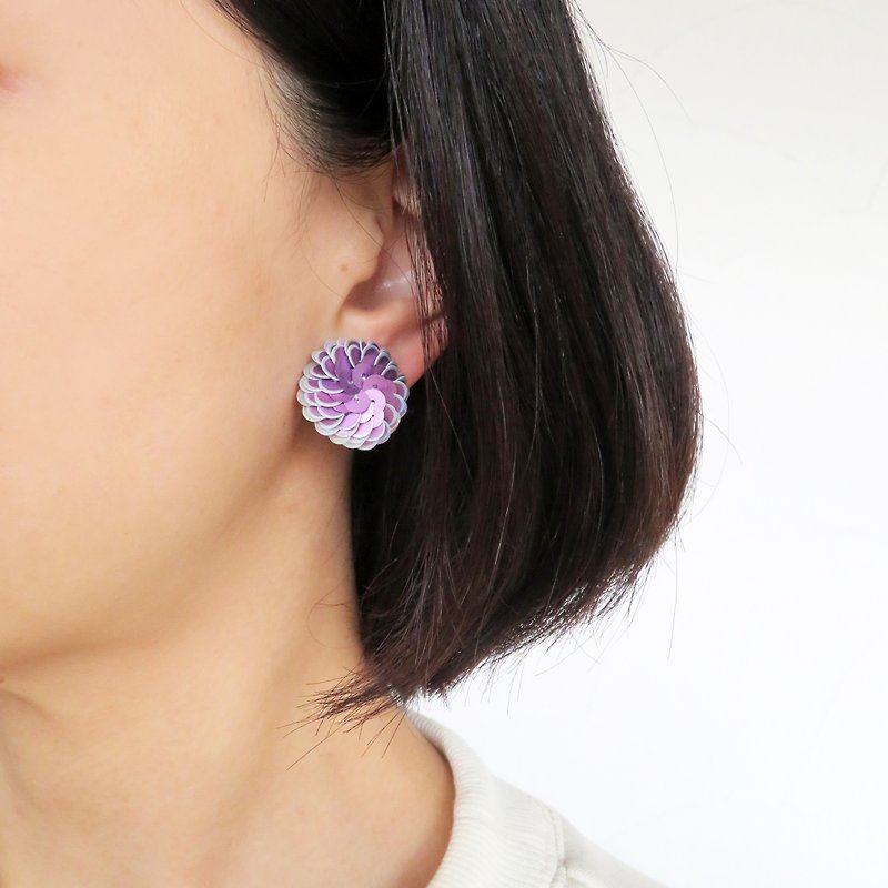 京スパンコール ピアス・イヤリング　淡紫 - 耳环/耳夹 - 其他材质 紫色