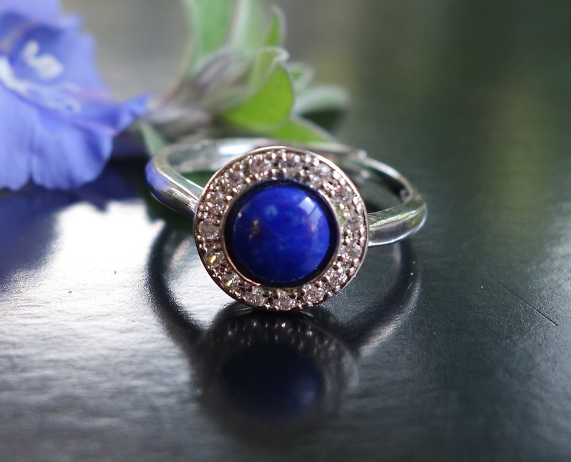玉石 戒指 蓝色 - 天然青金石戒指 戒指 2.46克 老件 文玩 戒指活围可调节大小