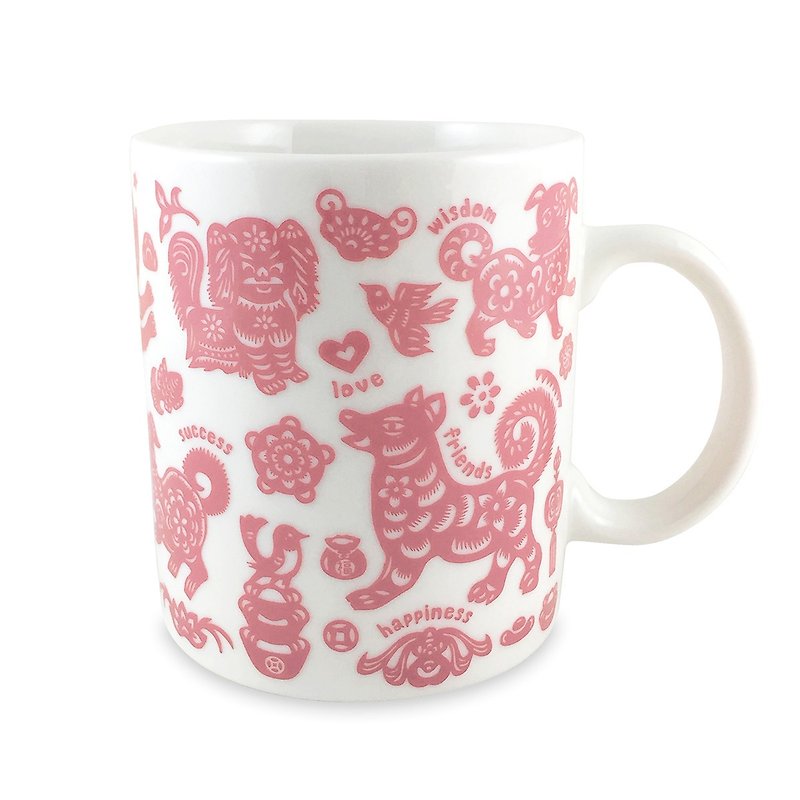 【十犬十美】狗狗马克杯 (粉红) - 咖啡杯/马克杯 - 瓷 粉红色