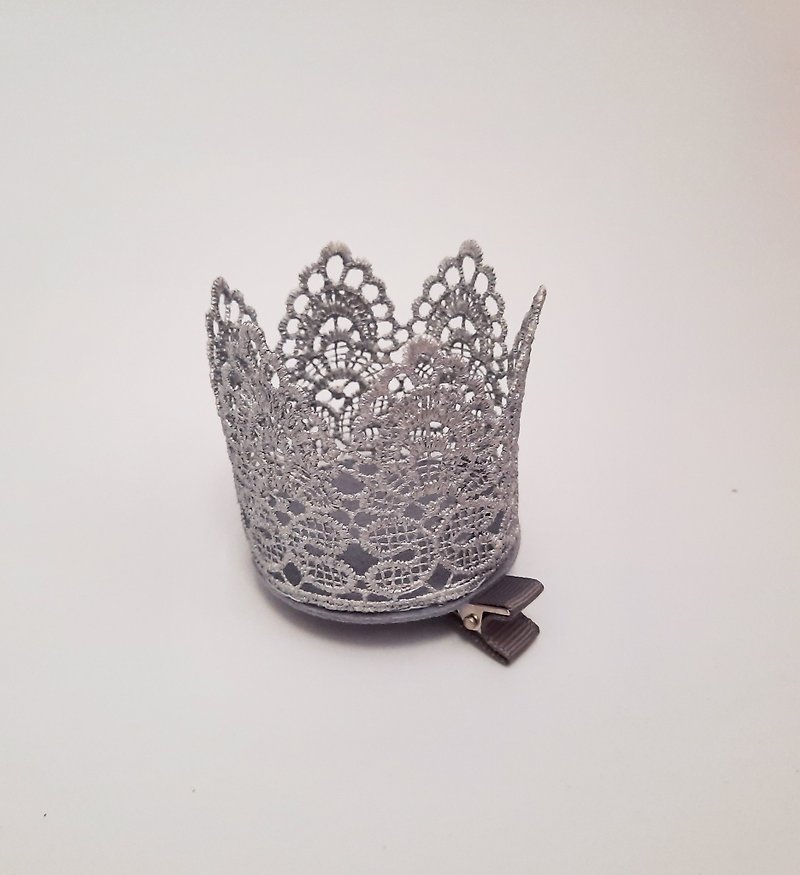 Silver lace crown hairpin - 发饰 - 其他材质 银色