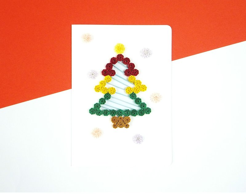 手作卷纸卡片-缤纷圣诞树 - 卡片/明信片 - 纸 多色