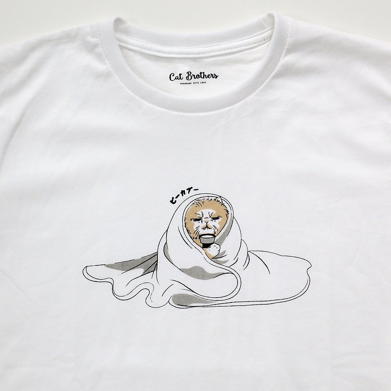 Ghost cat T-Shirt, Cat T-Shirt, Unisex T-Shirt, 100% Cotton, White T-shirt - 女装 T 恤 - 棉．麻 白色