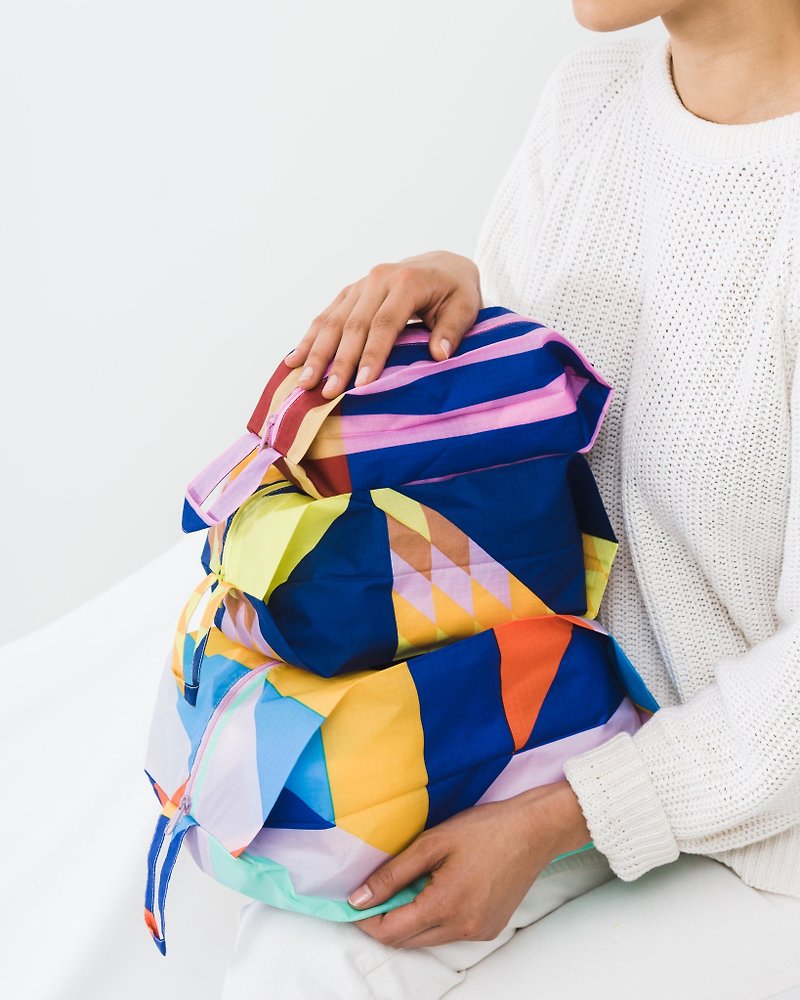 BAGGU旅行收纳包三个一组- 拼色系列 - 化妆包/杂物包 - 防水材质 蓝色
