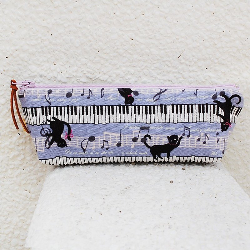 钢琴黑猫笔袋_紫 - 铅笔盒/笔袋 - 棉．麻 紫色