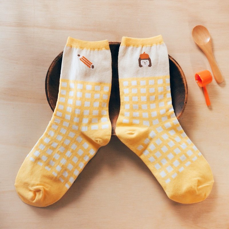 蜂蜜 / 右手超人袜 - 袜子 - 棉．麻 黄色