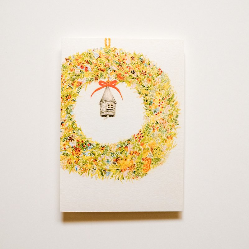 明信片 圣诞卡片  鼹鼠家的圣诞节花圈 - 卡片/明信片 - 纸 多色