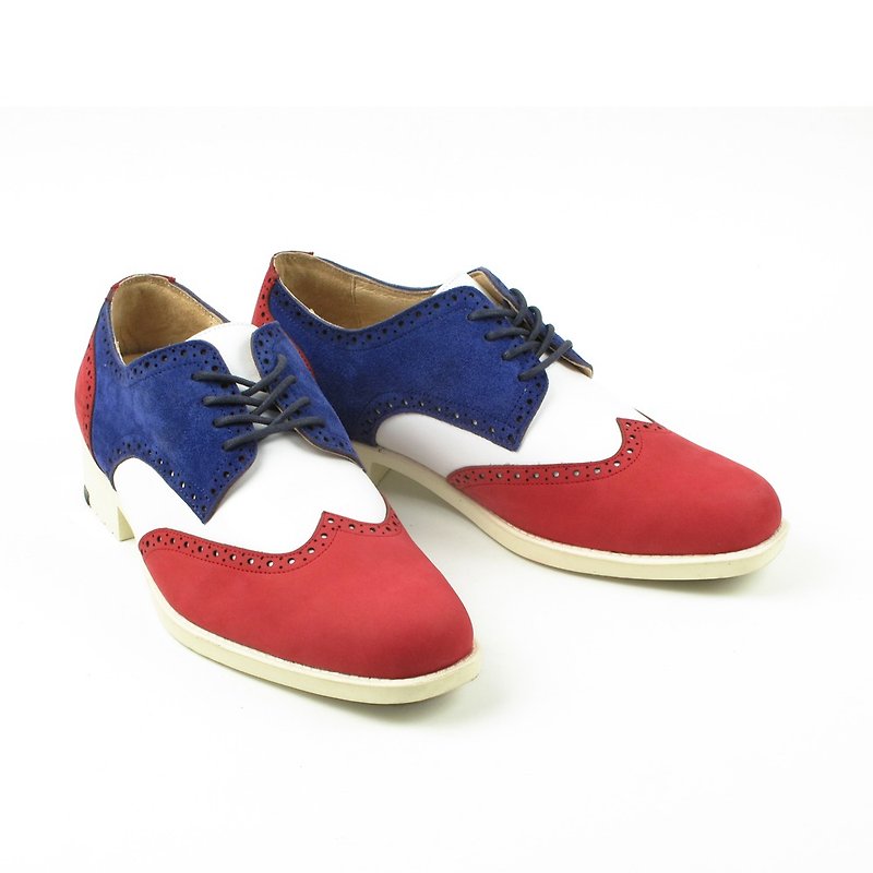 MIT 【时尚翼纹轻量绅仕皮鞋-红蓝】绅士鞋 德比鞋  设计款皮鞋