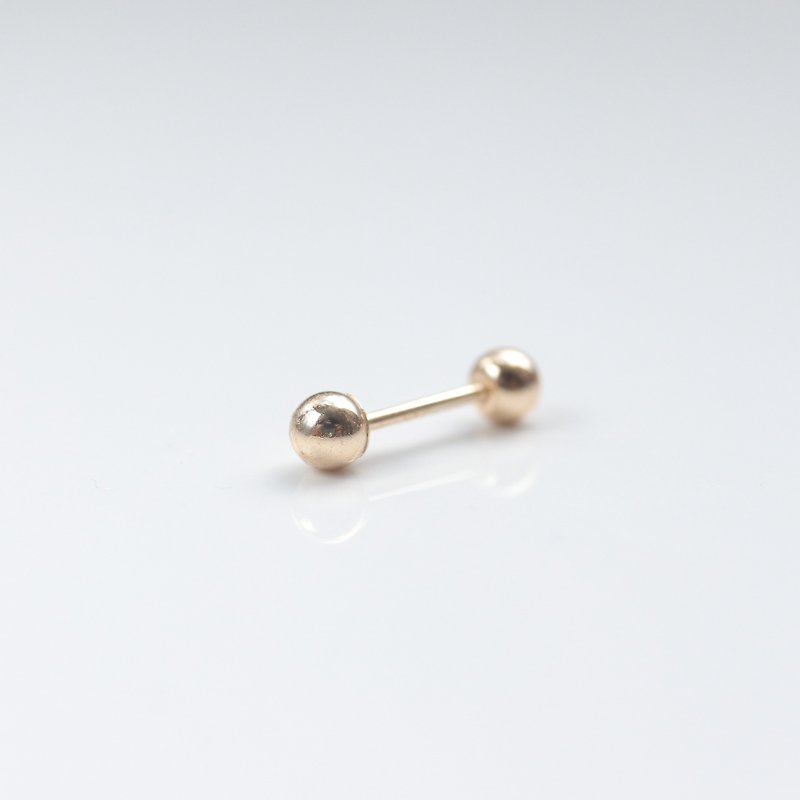 纯14K Gold Ball Piercing (3mm) 金球锁珠耳环(单个) - 耳环/耳夹 - 贵金属 金色