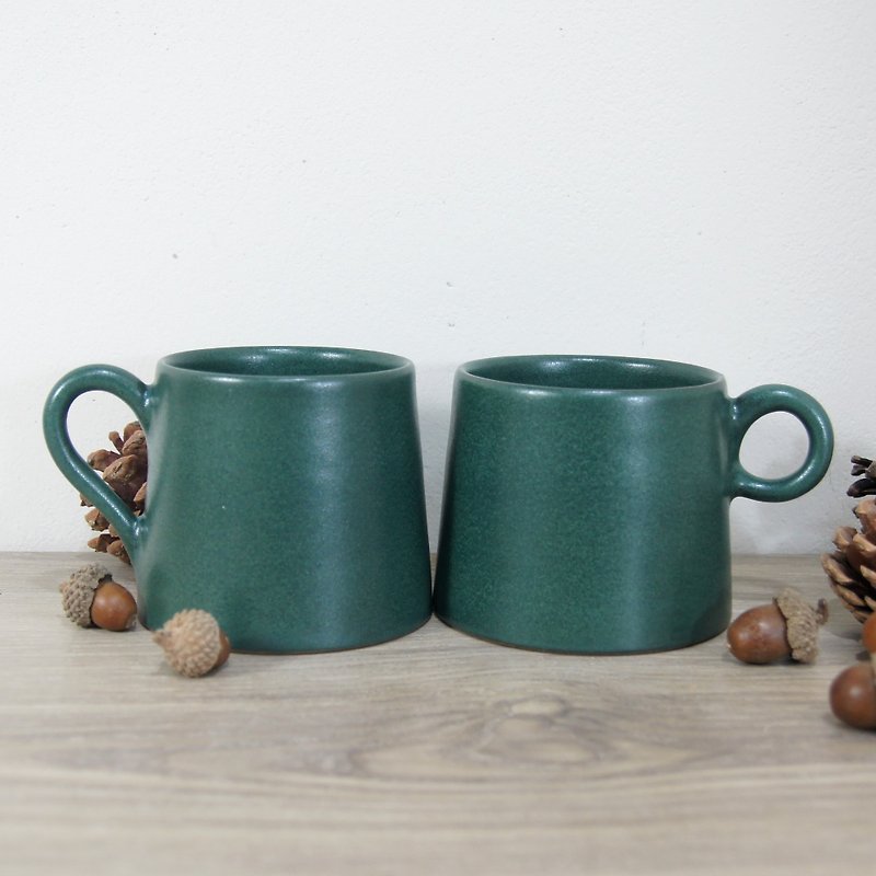 铬绿咖啡杯,茶杯,马克杯,水杯,山形杯-约300ml - 咖啡杯/马克杯 - 陶 绿色