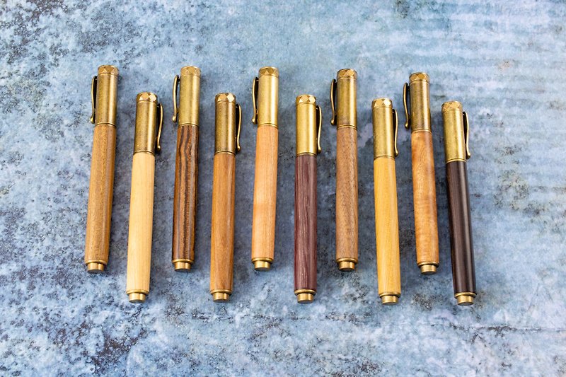 木制古铜磁吸钢珠笔 含雷射刻字 定制 木头笔【Antique Brass】 - 钢珠笔 - 木头 多色