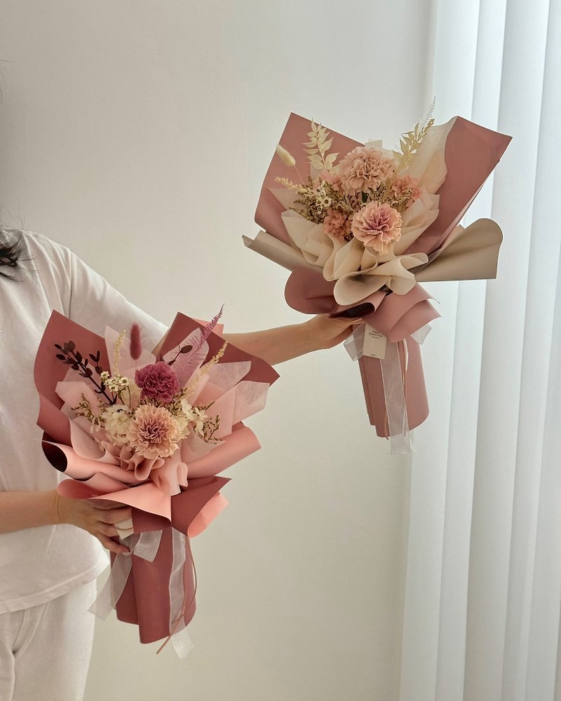 母亲节 永生康乃馨花束 - 干燥花/捧花 - 植物．花 粉红色