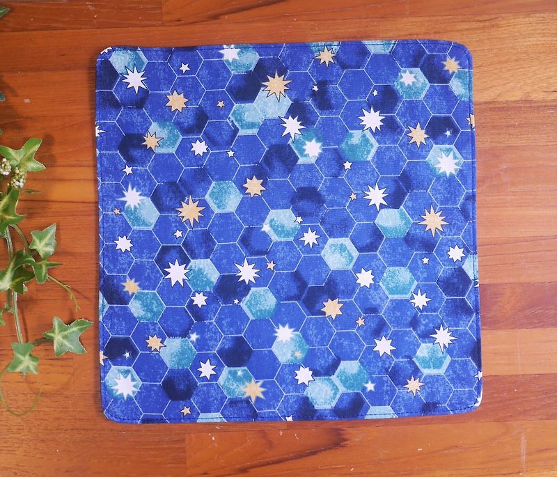 台湾纯棉手帕=六角星=蓝 - 手帕/方巾 - 棉．麻 