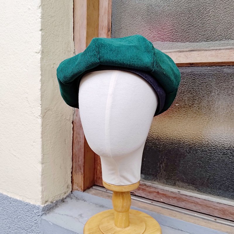 小牛村 男女 贝雷帽 手工帽 圣诞节礼物 草绿 灯芯绒 /时尚BV绿 - 帽子 - 棉．麻 绿色