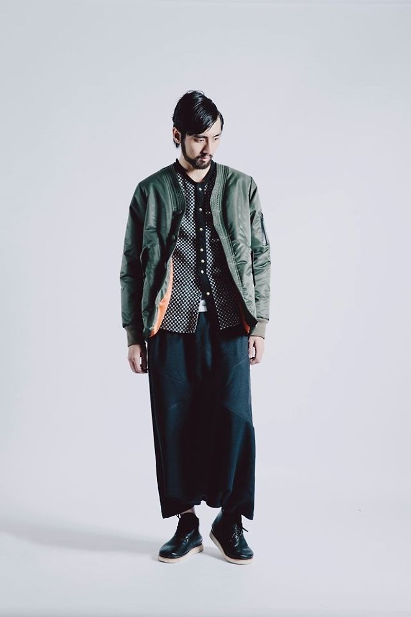oqLiq - Thread -X pantskirt 武士裤裙 (黑) - 男士长裤 - 聚酯纤维 黑色