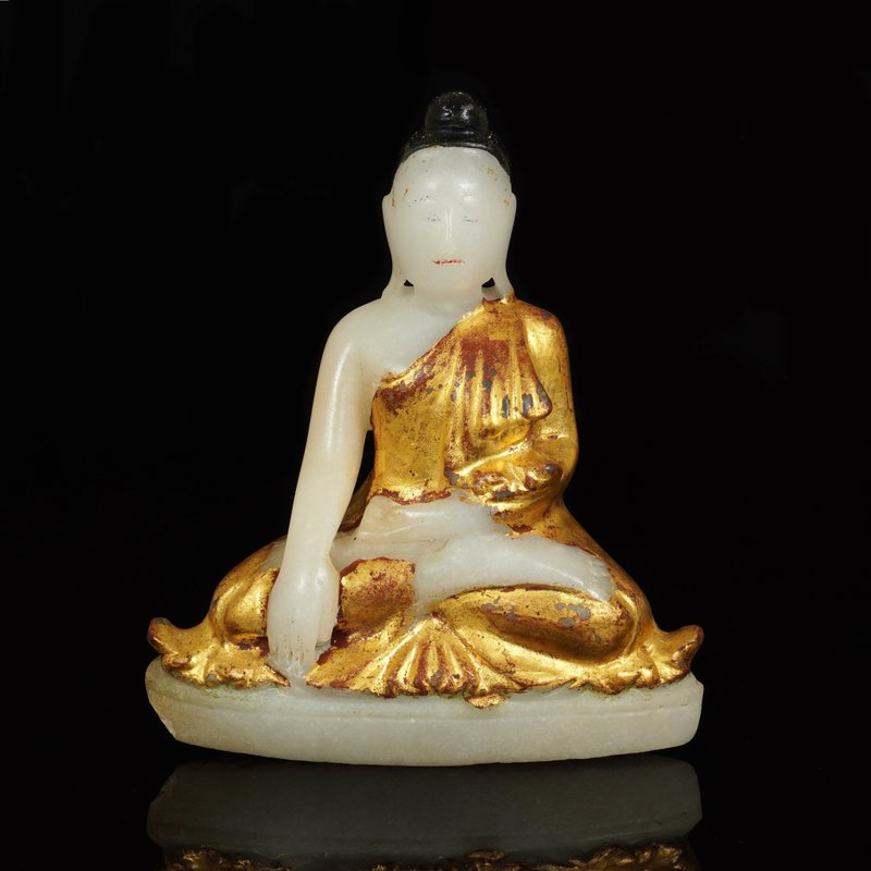 缅甸佛塔圣物-18-19世纪触地印白玉佛陀 - 其他 - 其他材质 