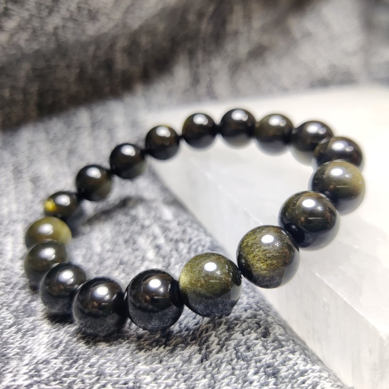 中国 10mm 12mm 14mm 16mm 双眼金曜石 Obsidian - 手链/手环 - 水晶 黑色