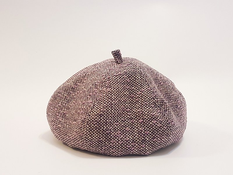 文青时尚南瓜帽-混色细编织(浅驼+白+深咖啡+粉紫)#画家帽#贝蕾帽 - 帽子 - 其他材质 多色