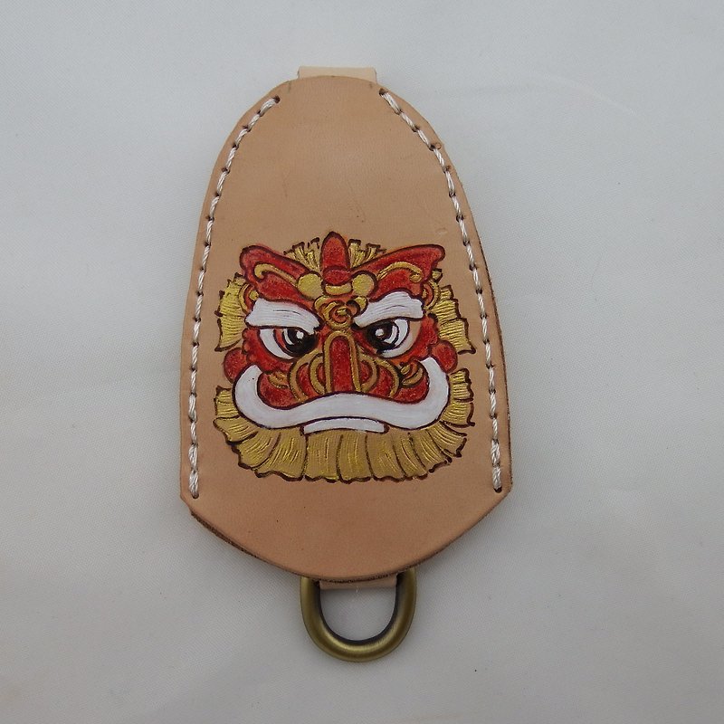 皮革钥匙包-  Q版吉祥狮(红) - 钥匙链/钥匙包 - 真皮 