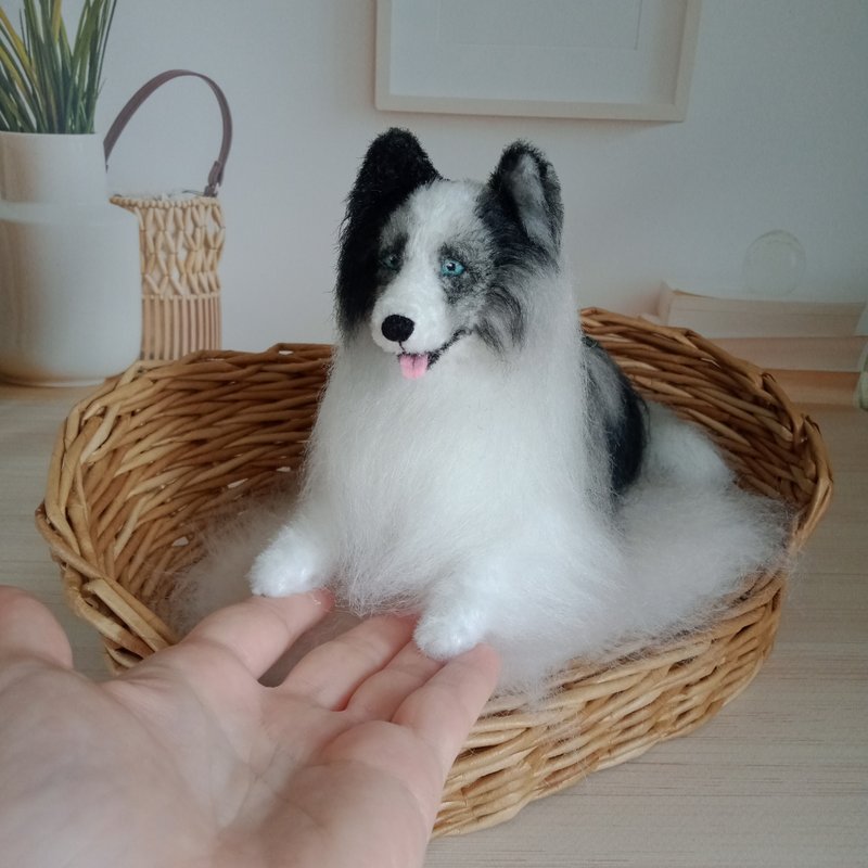 Made to order Miniature realistic crochet Shetland Sheepdog Bi-Blue - 玩偶/公仔 - 其他材质 灰色