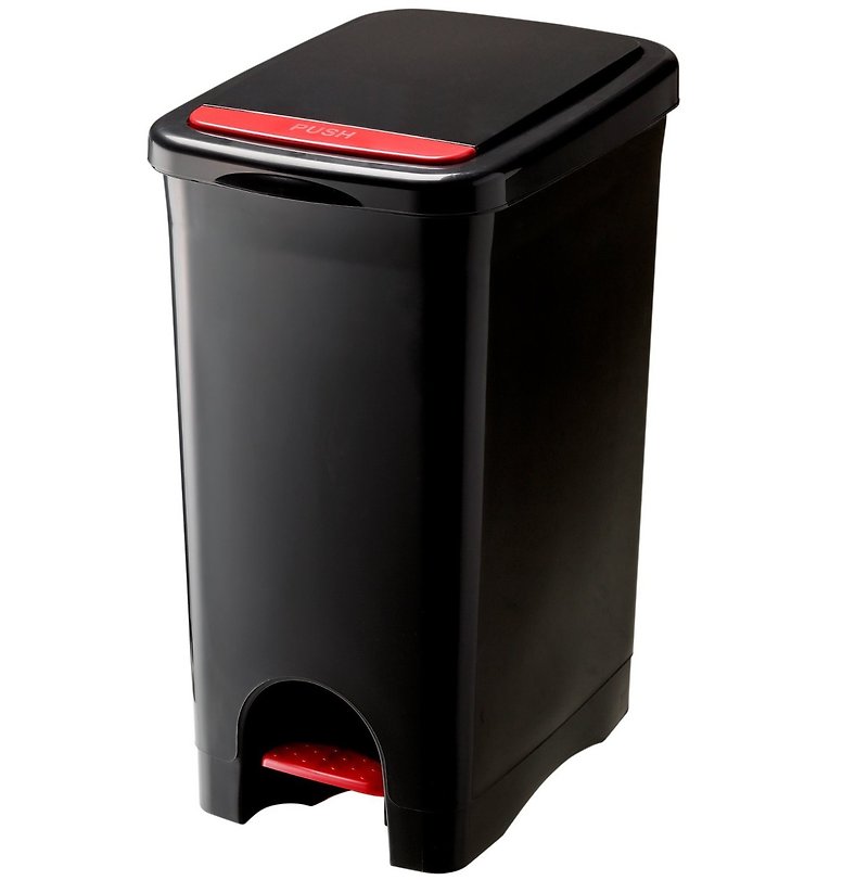URBANO  按压脚踏三开式垃圾桶 大容量　45L 黑白可选 - 垃圾桶 - 塑料 黑色