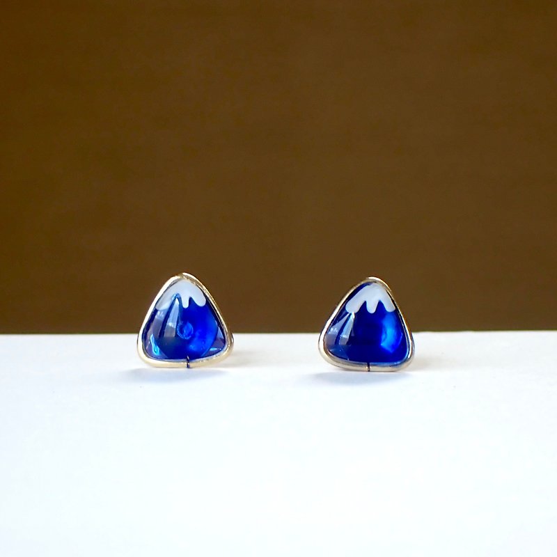 富士山 (ピアス or イヤリング) - 耳环/耳夹 - 树脂 蓝色