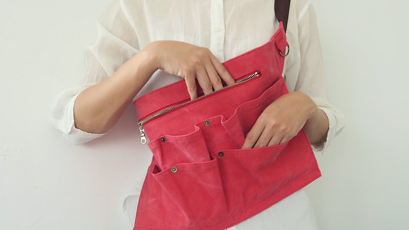 腰间工具袋 | 帆布 | 梅红 - 化妆包/杂物包 - 棉．麻 红色