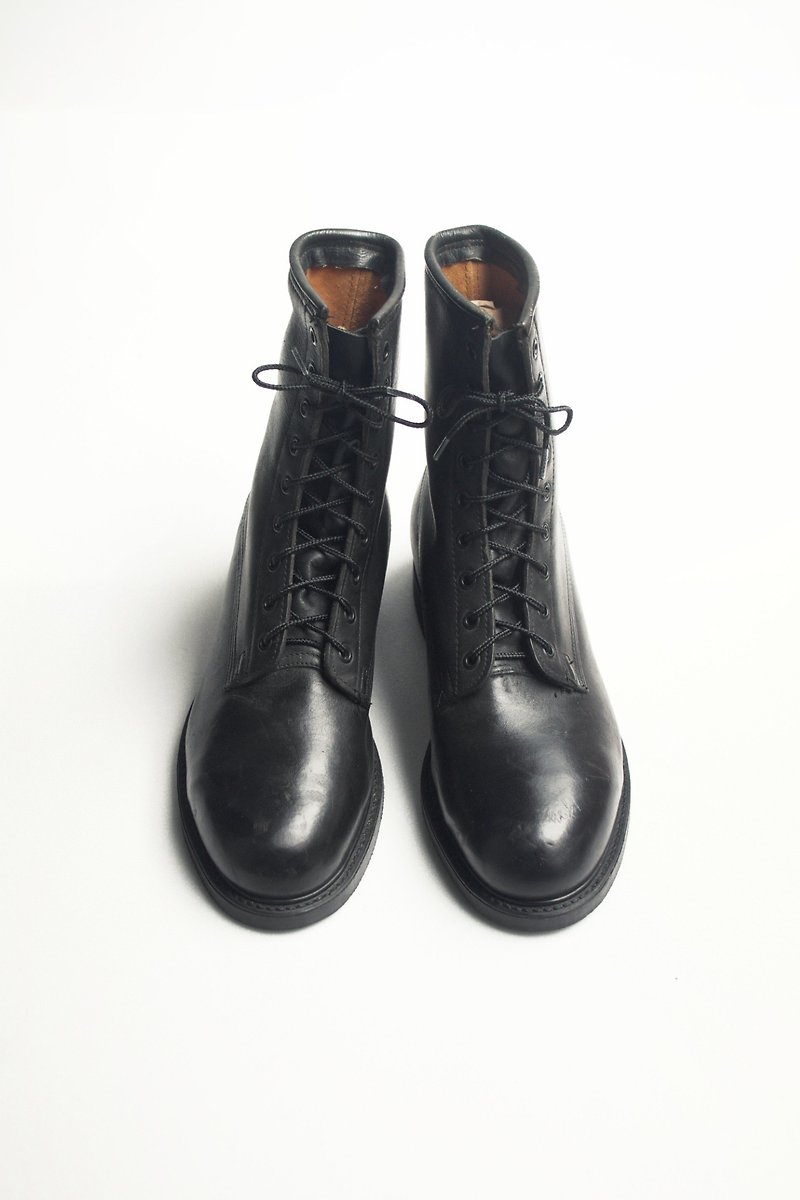 80s 美国海军制式皮靴｜US Navy Service Boots US 7.5R Eur 40 -Deadstock - 男款靴子 - 真皮 黑色