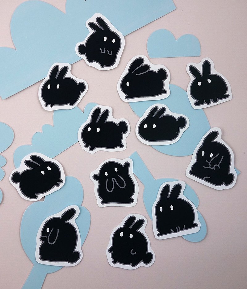 Choco米糍兔贴纸 12张/组 - 贴纸 - 纸 黑色