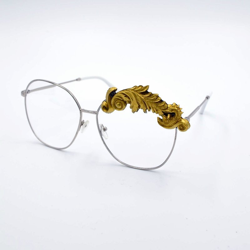 金色幻彩巴洛克雕花金丝平光眼镜 高质高清通透塑料镜片  - 眼镜/眼镜框 - 其他金属 金色