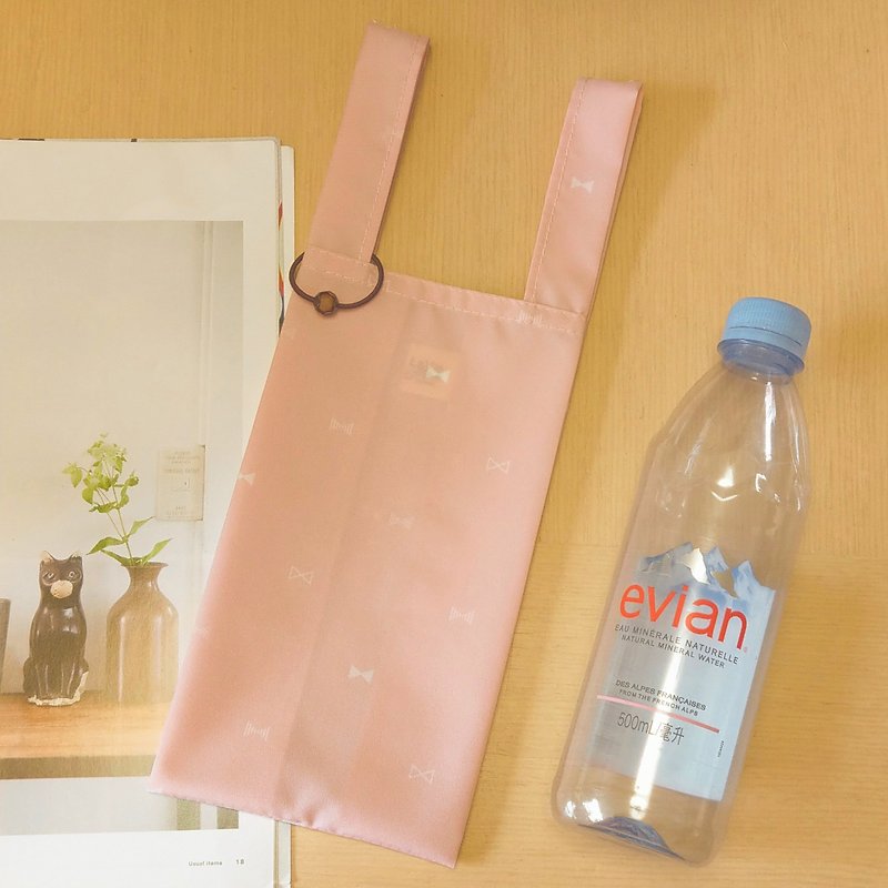 粉嫩领结(淡粉)。环保饮料袋 早餐袋 随身万用袋 - 随行杯提袋/水壶袋 - 防水材质 粉红色