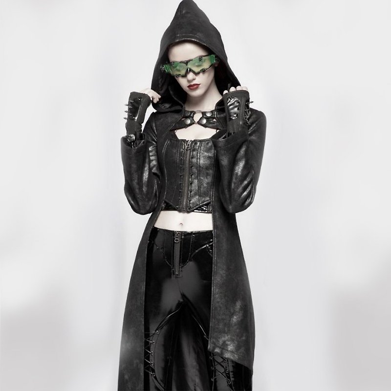 庞克斜摆刺客外套 - 女装休闲/机能外套 - 其他材质 黑色