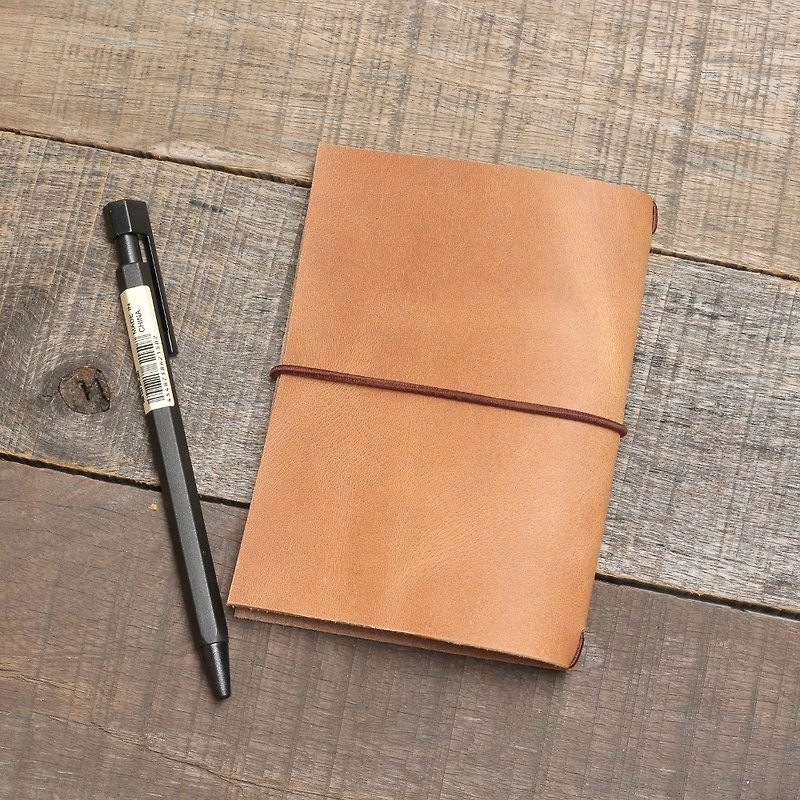 Minimal复古牛皮革手工旅行笔记本B7/限量1件 - 笔记本/手帐 - 真皮 咖啡色
