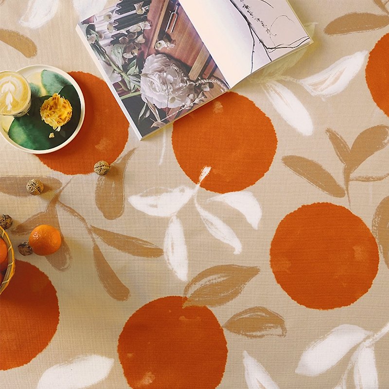 长方形餐桌布圆角桌布北欧ins电视柜正方形圆桌心想事橙新年桌布 - 餐垫/桌巾 - 聚酯纤维 橘色