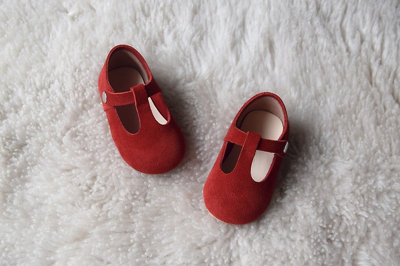 红色真皮婴儿鞋 娃娃鞋 女宝宝学步鞋 婴儿礼物 弥月礼 小孩礼物 - 童装鞋 - 真皮 红色