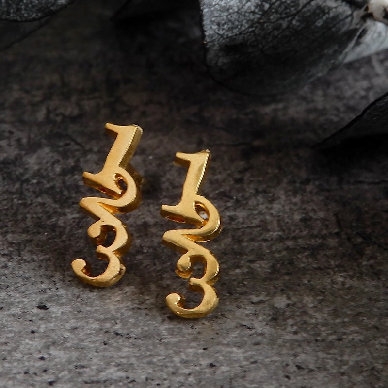 123ピアス / brass - 耳环/耳夹 - 铜/黄铜 金色
