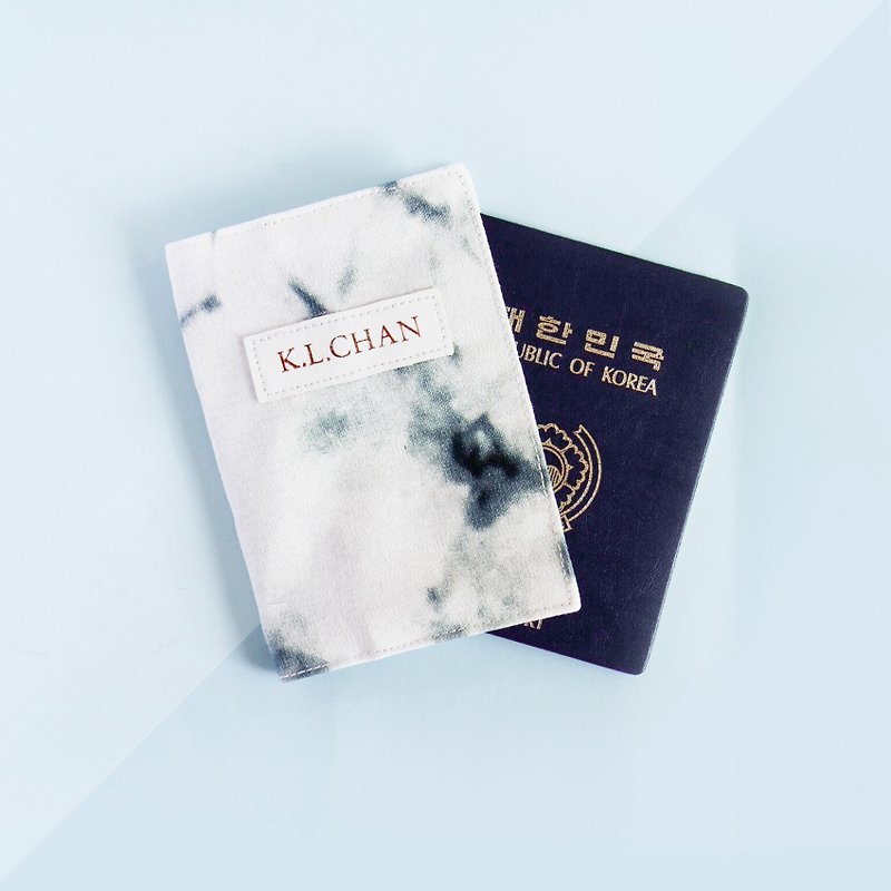 烫金 玫瑰金 烫金名字护照夹 绿云石 大理石 - 护照夹/护照套 - 棉．麻 绿色