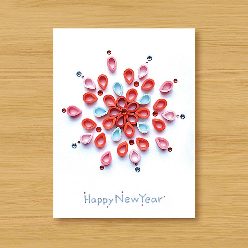 ( 3款供选择 ) 手工卷纸卡片 _ 灿烂火花贺新年 - 新年贺卡 - 卡片/明信片 - 纸 粉红色