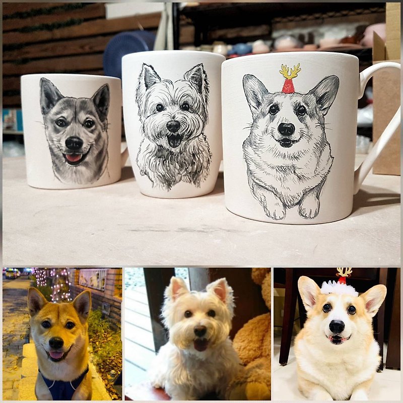 【定制化礼物】InjoyPet 宠物定制-手绘马克杯 - 咖啡杯/马克杯 - 瓷 