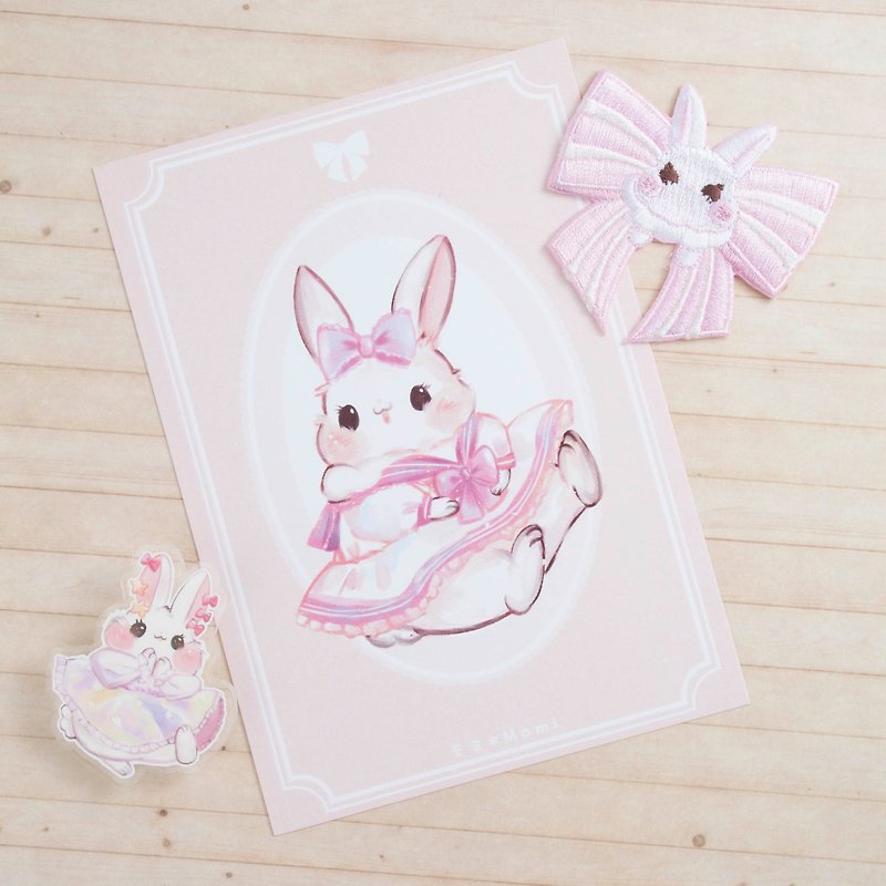 洋装兔兔明信片*水手服白兔 - 卡片/明信片 - 纸 粉红色