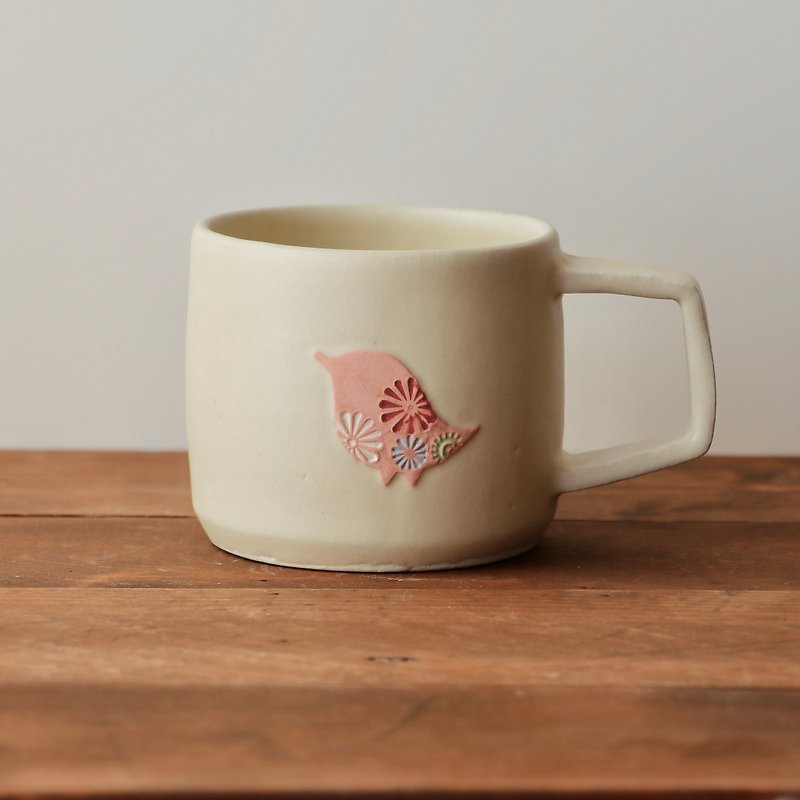 鸟汤杯樱花色 - 咖啡杯/马克杯 - 陶 白色