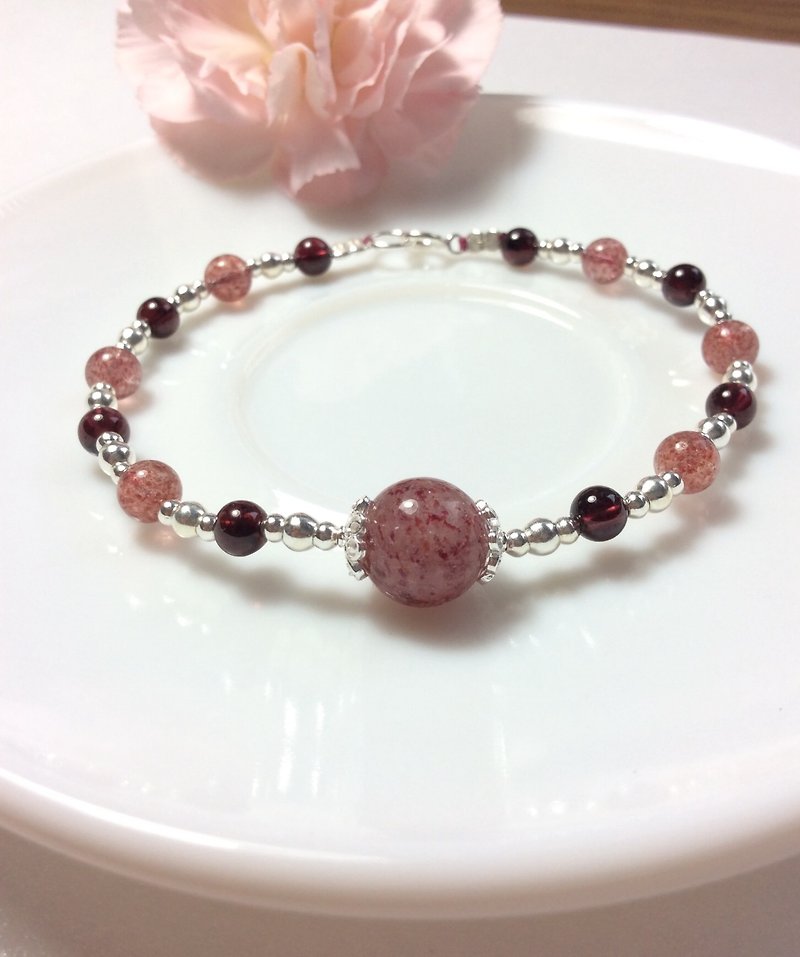 Ops Strawberry Crystal Garnet bracelet -草莓晶/石榴石/纯银/ - 手链/手环 - 宝石 红色