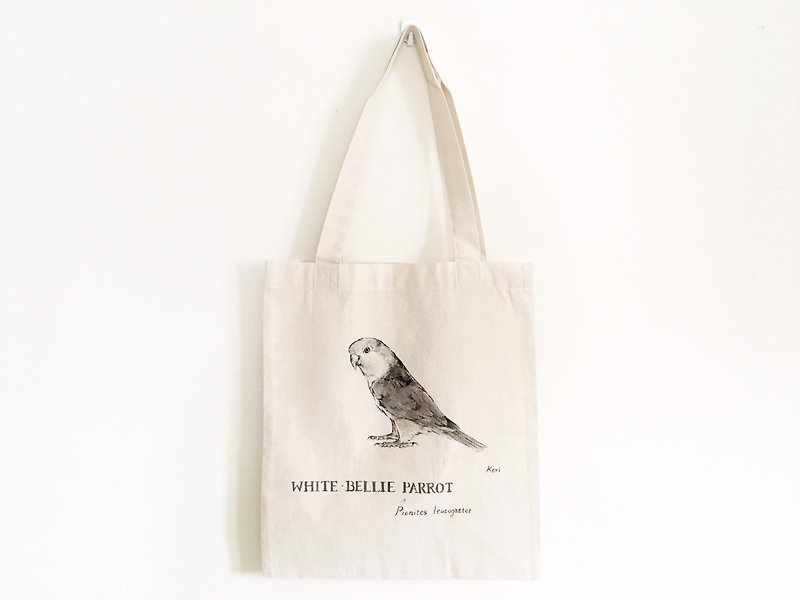 纯手绘鸟棉布购物袋 · 金头凯克鹦鹉 - 手提包/手提袋 - 棉．麻 