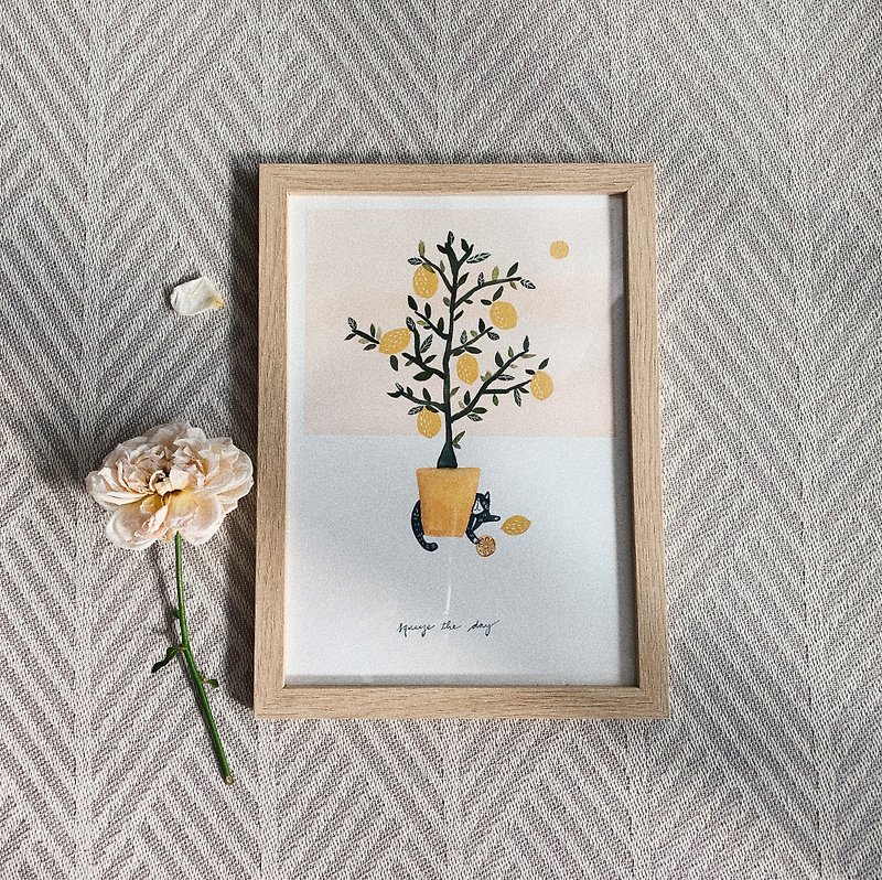 Lemon with lemon frame (Original painting)