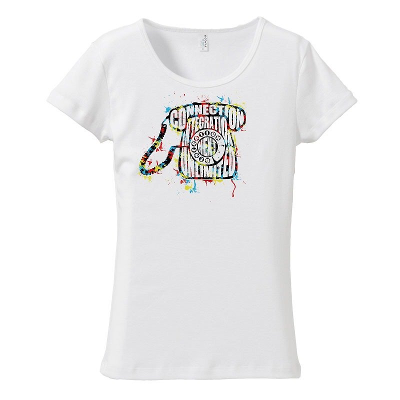 [レディースTシャツ] Telephone - 女装 T 恤 - 棉．麻 白色