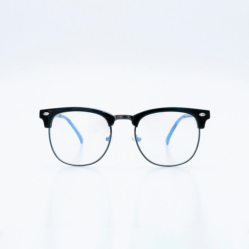 Y1067威灵顿眉框滤蓝光眼镜 | 俐落黑钛 | 怀旧复古