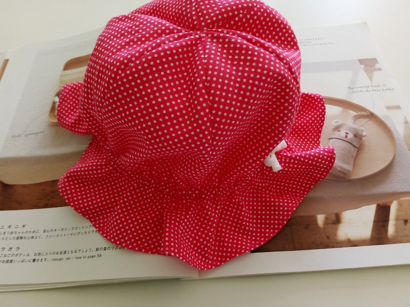 桃红水玉弥月礼物 婴儿帽 花形帽 - 围嘴/口水巾 - 棉．麻 粉红色