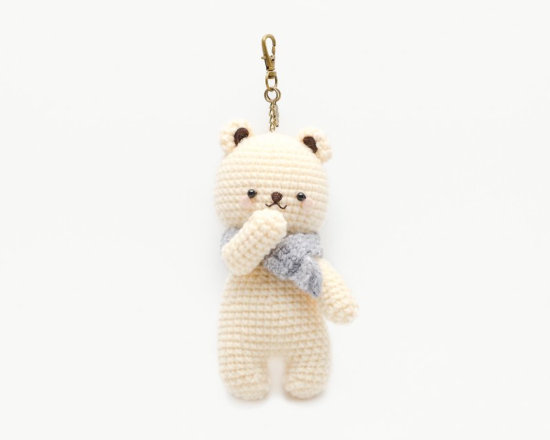 Keychain Amigurumi a White Bear/ Crochet keyring/ Cozy doll. - 钥匙链/钥匙包 - 压克力 白色