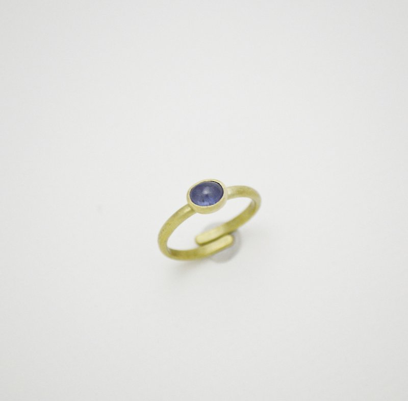 简单小石系列-丹泉石·黄铜戒指 - 戒指 - 铜/黄铜 紫色