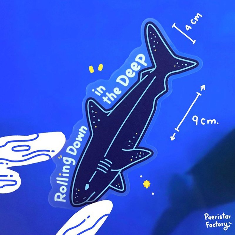 Clear Sticker Shark - 贴纸 - 防水材质 蓝色